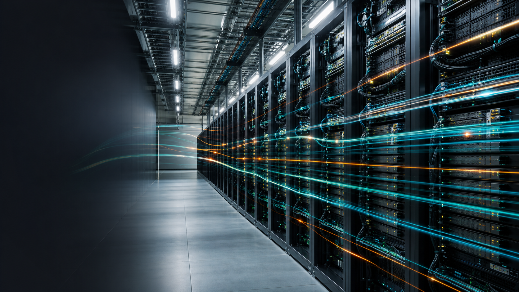 Modern GPU servers inside a clean data center